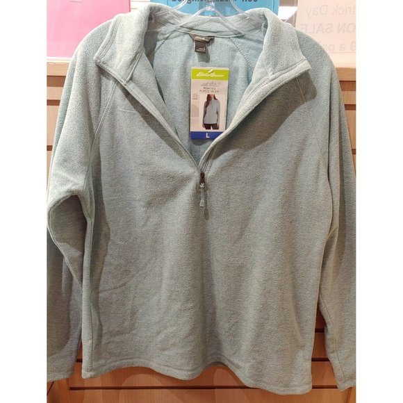 Eddie Bauer Womens Mock Neck Fleece Quarter Zip Pullover--Sea Blue - Picture 5 of 8